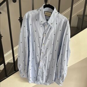 Gucci Men's Blue Striped with bumblebee details size 46